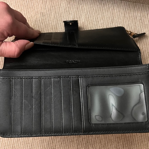 Coach Black Leather Wallet with Gold Accent - Picture 12 of 15